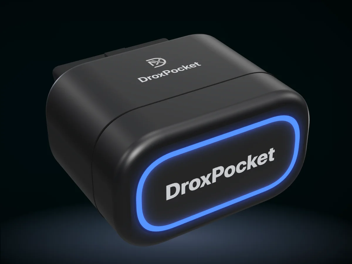 Adaptador DroxPocket com a luz azul acesa