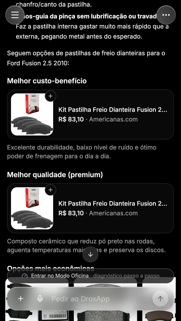 Opções de pastilha de freio com preço da Americanas